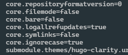 git config snapshot showing ignore case set to true