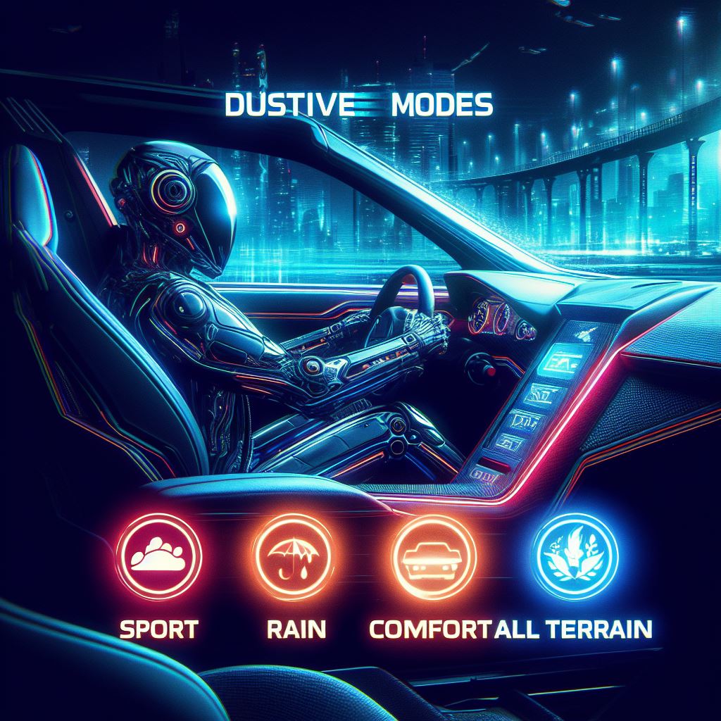 Futuristic driver driving their automobile with various modes