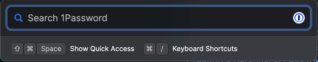 1Passwords Quick Access - like Spotlight Search