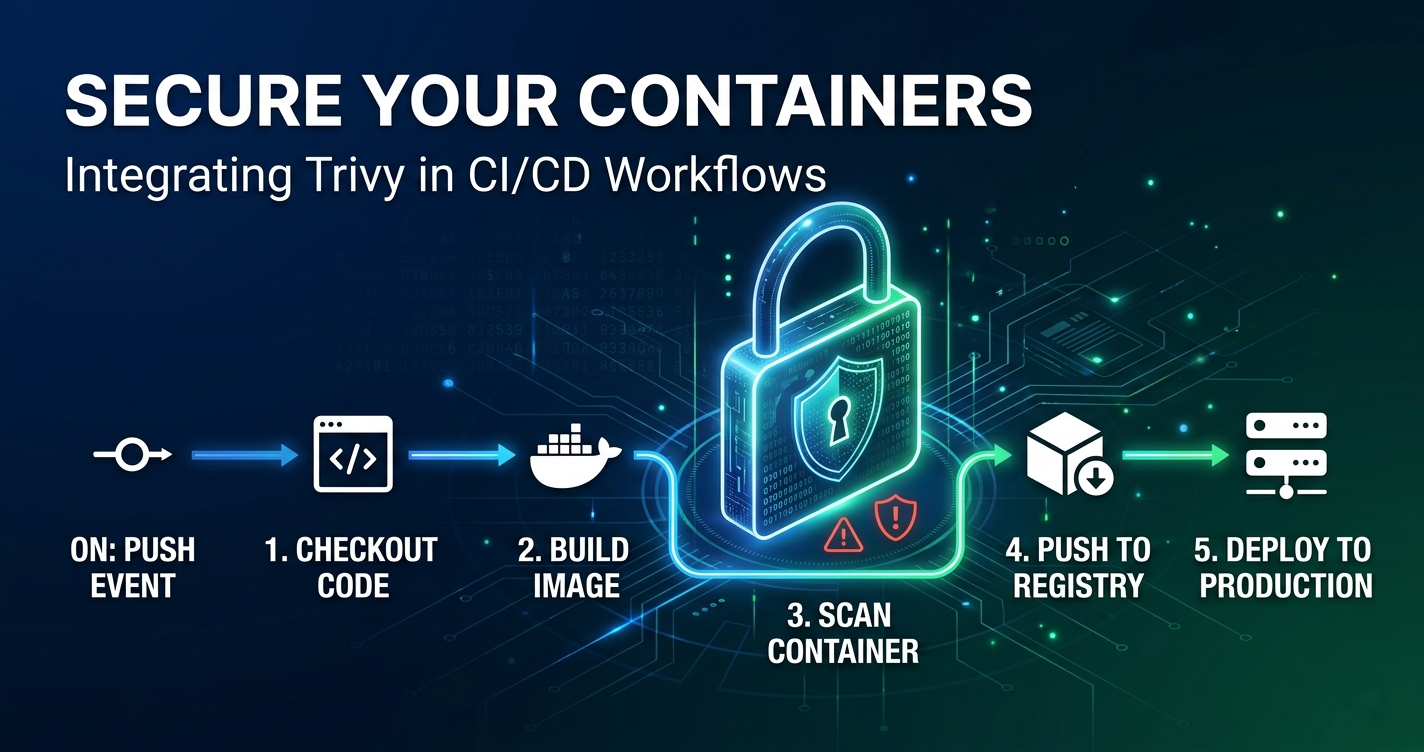 A digital lock icon overlaid on a GitHub repository workflow diagram symbolising supply chain security